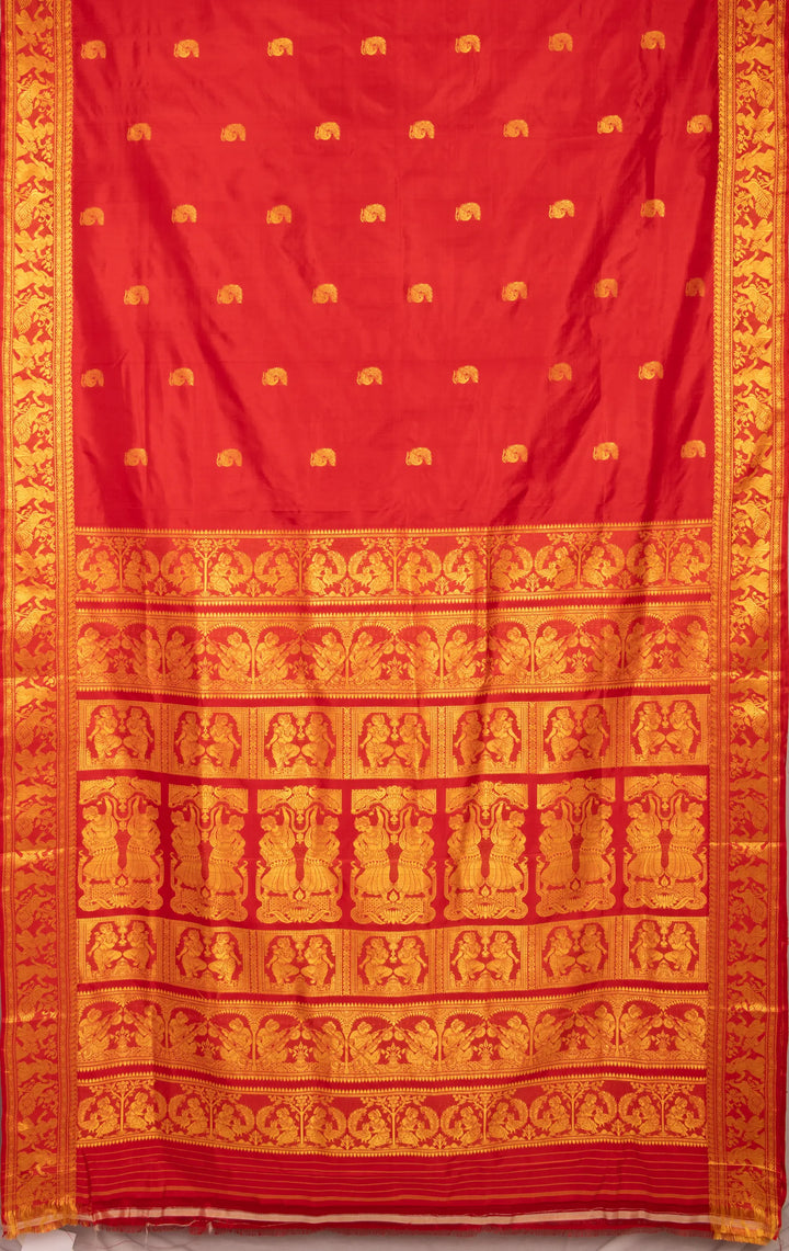 Red handwoven baluchari silk saree