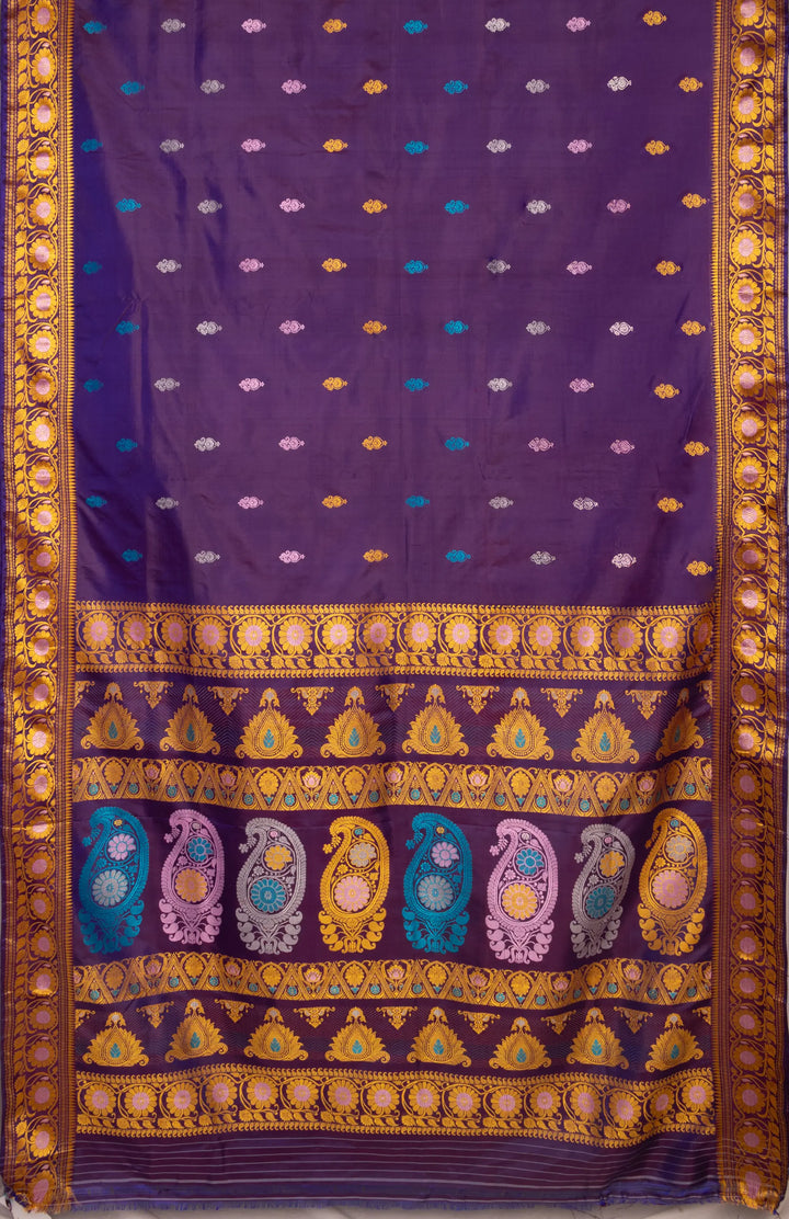 Deep violet handwoven baluchari silk saree