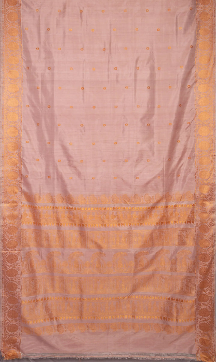 Pink peach handwoven baluchari silk saree