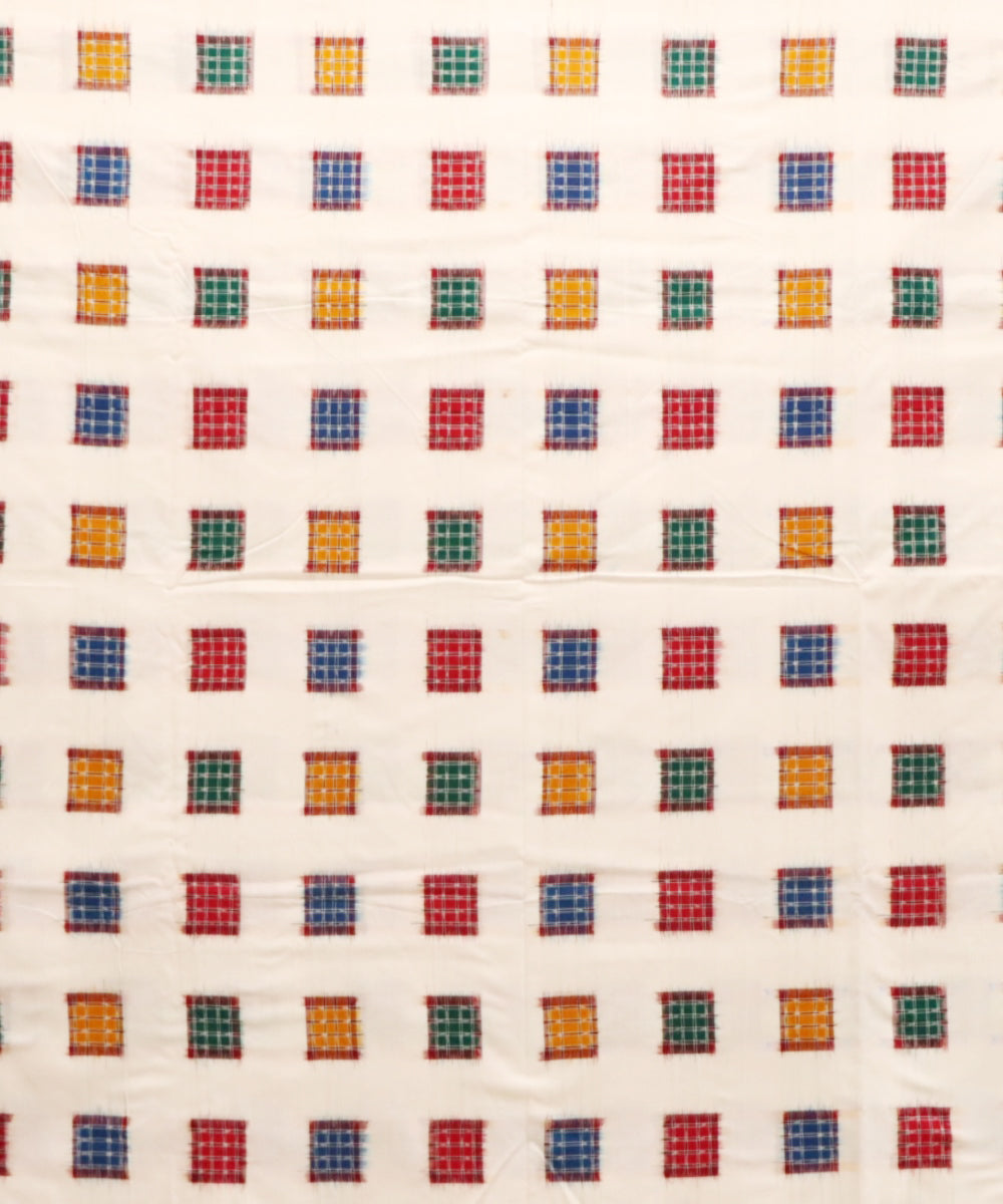 White multicolour handloom sambalpuri cotton fabric