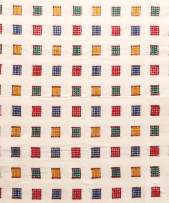 White multicolour handloom sambalpuri cotton fabric