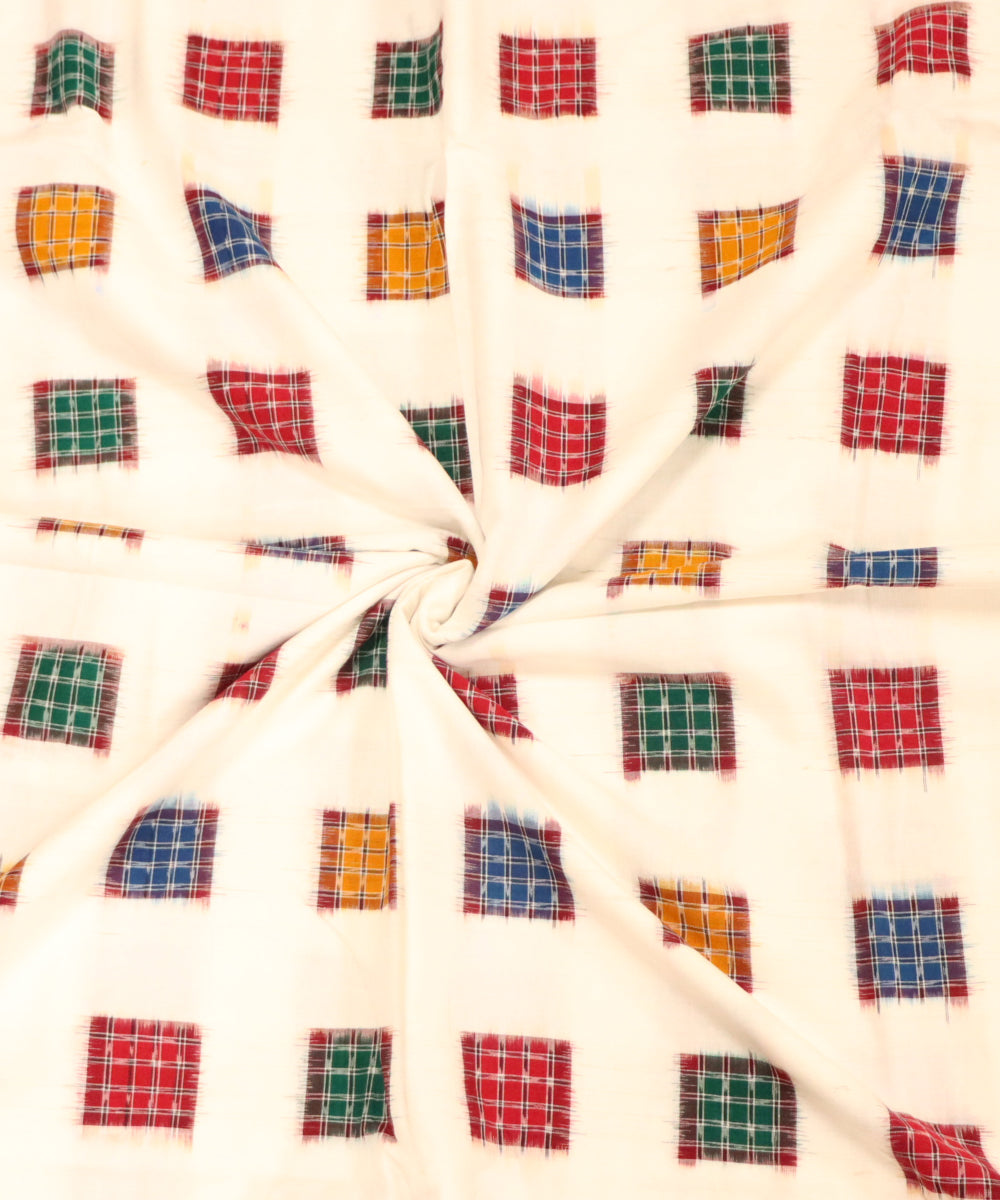 White multicolour handloom sambalpuri cotton fabric
