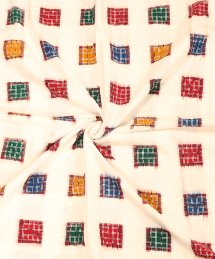 White multicolour handloom sambalpuri cotton fabric