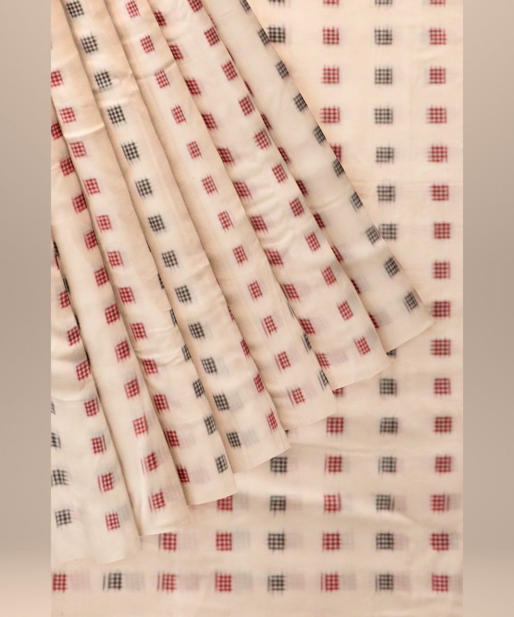 White black red cotton handloom sambalpuri fabric