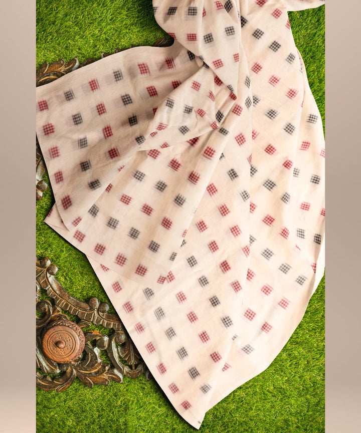 White black red cotton handloom sambalpuri fabric