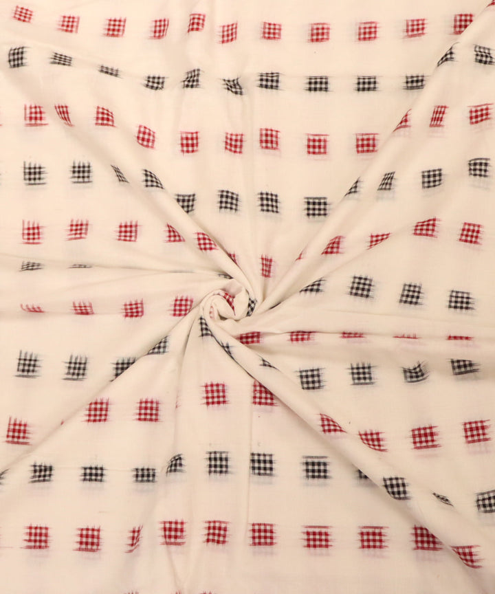 White black red cotton handloom sambalpuri fabric