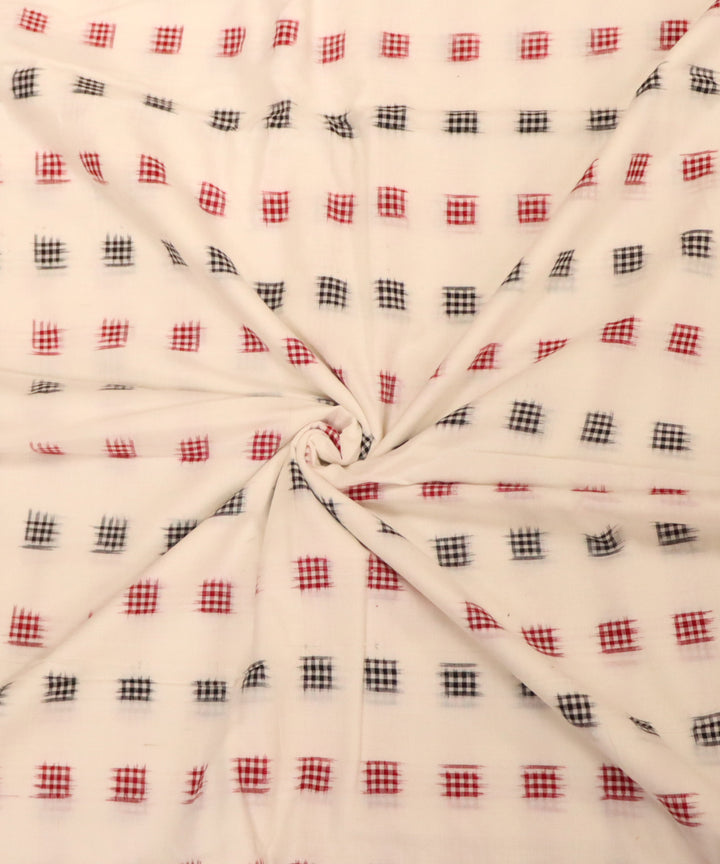 White black red cotton handloom sambalpuri fabric