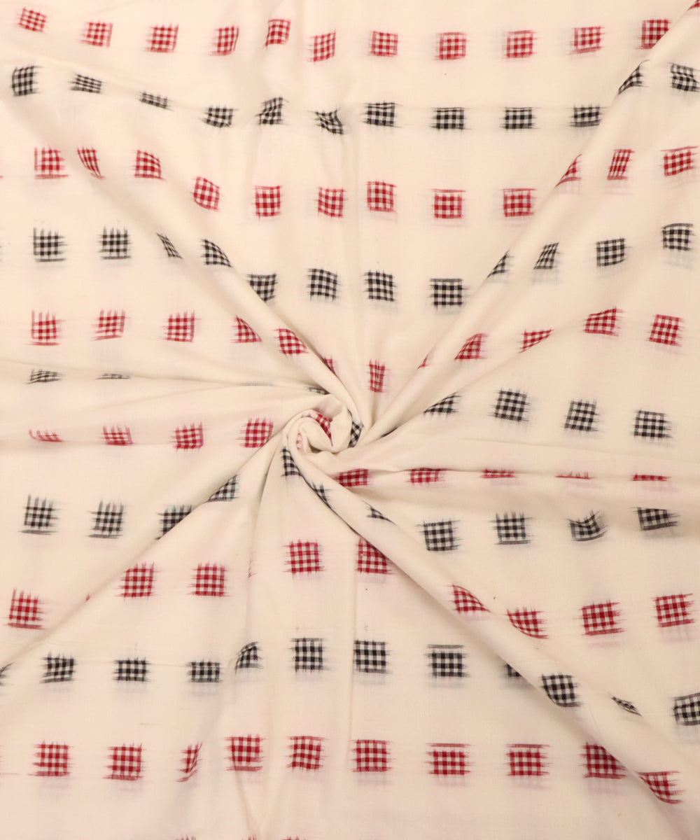 White black red cotton handloom sambalpuri fabric