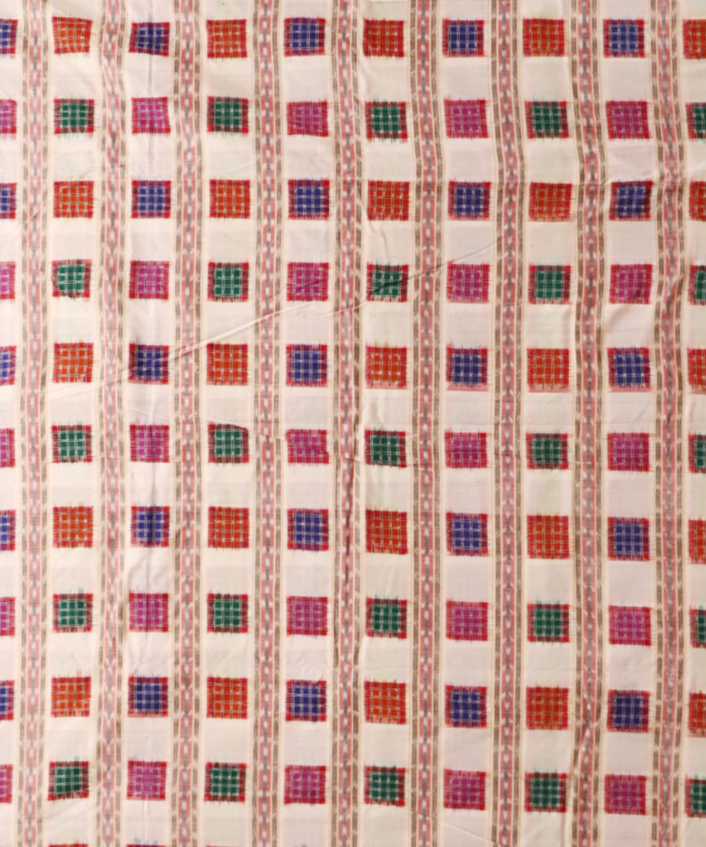White multicolour cotton handloom sambalpuri fabric