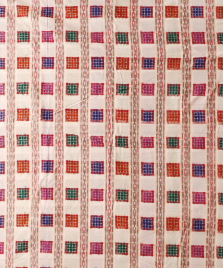 White multicolour cotton handloom sambalpuri fabric