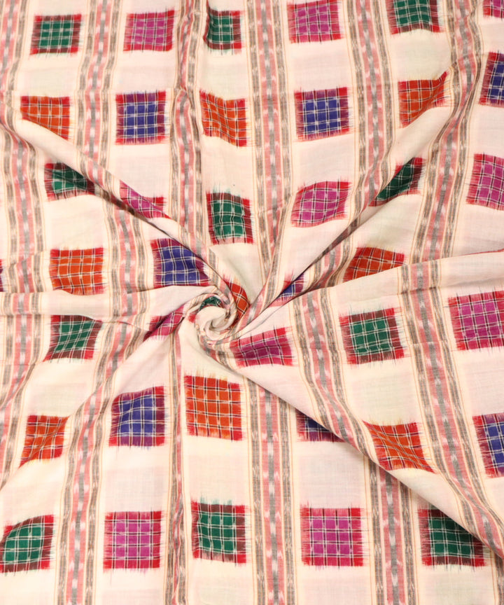 White multicolour cotton handloom sambalpuri fabric