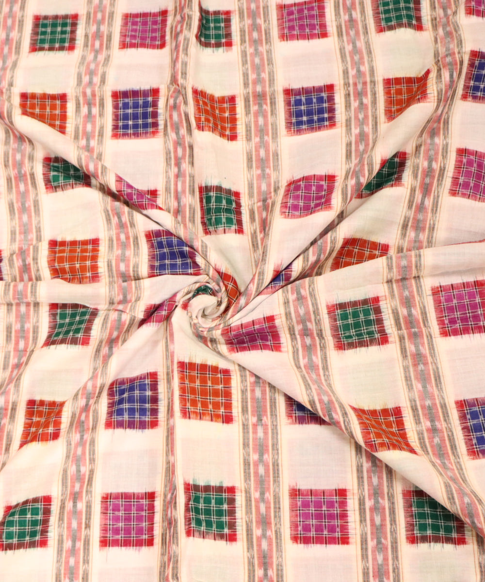White multicolour cotton handloom sambalpuri fabric