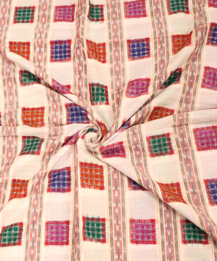 White multicolour cotton handloom sambalpuri fabric