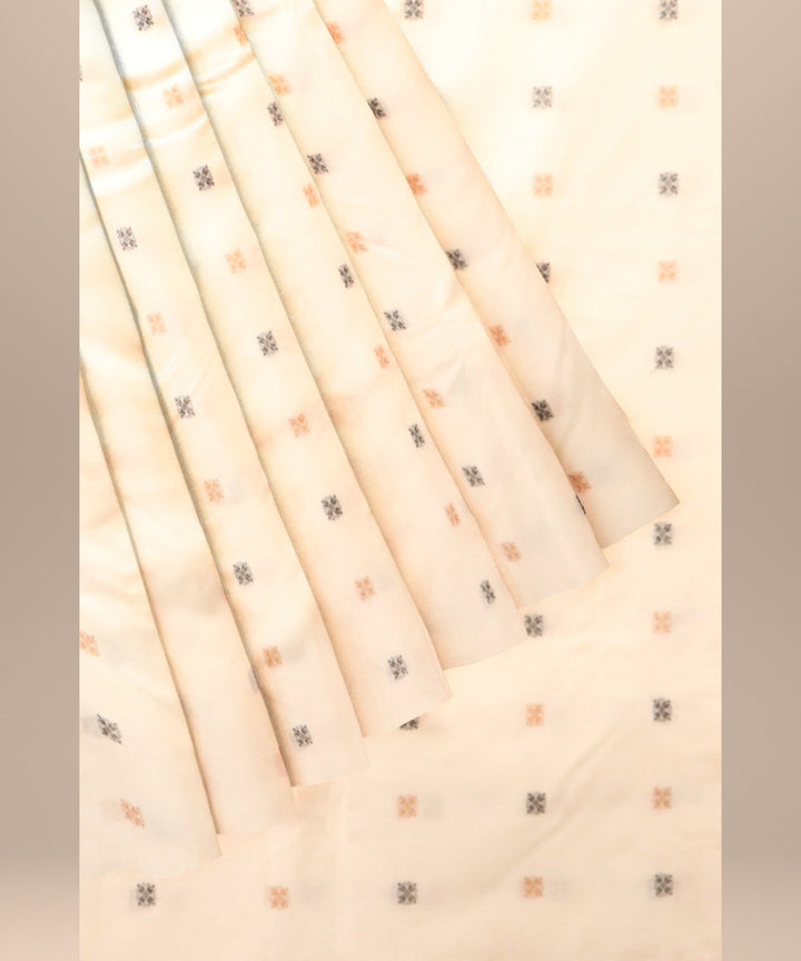 White multicolour cotton handloom sonepur fabric
