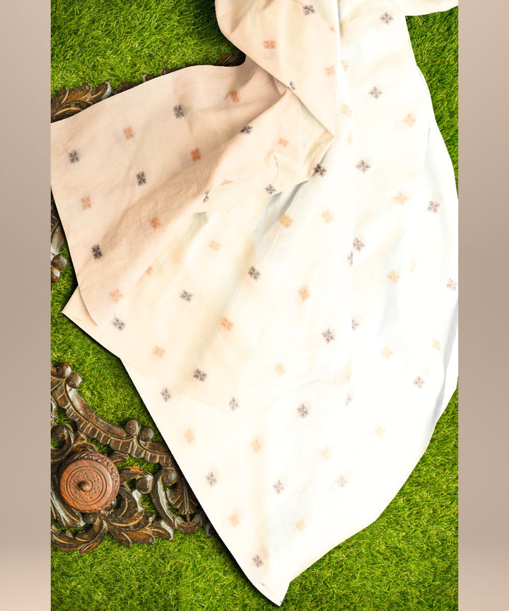 White multicolour cotton handloom sonepur fabric