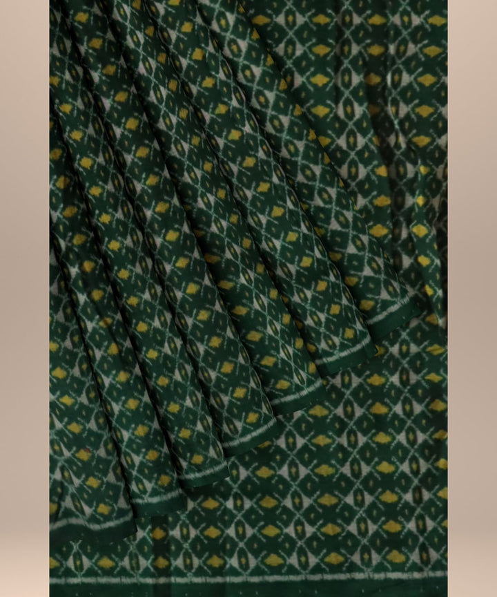 Dark green grey mustard cotton handloom sambalpuri fabric