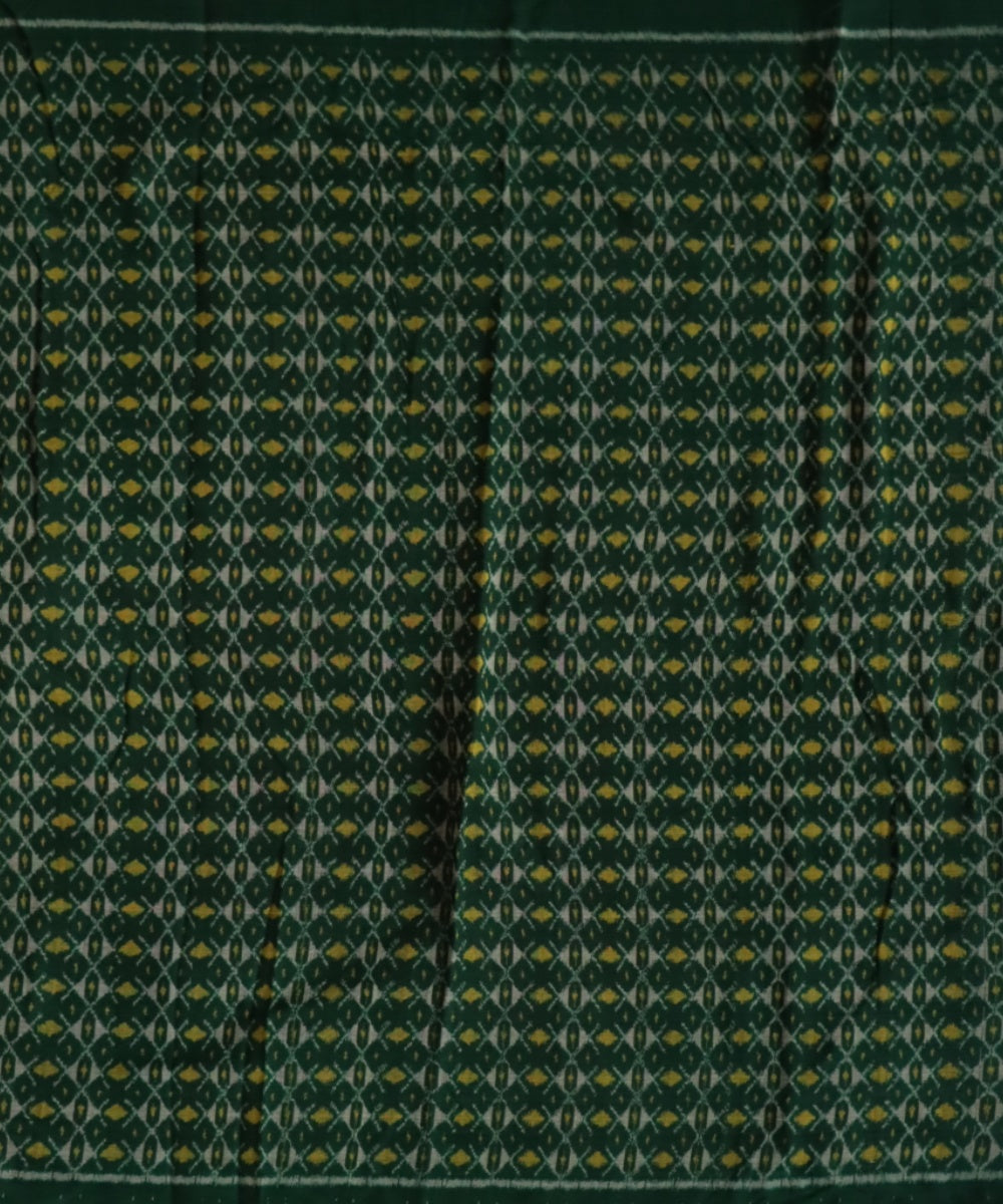 Dark green grey mustard cotton handloom sambalpuri fabric