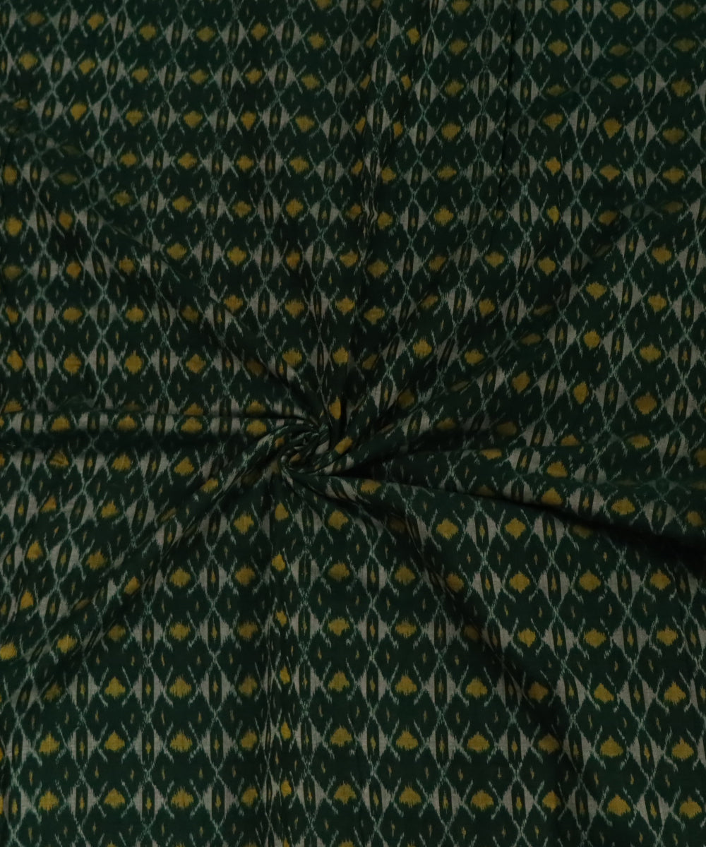Dark green grey mustard cotton handloom sambalpuri fabric