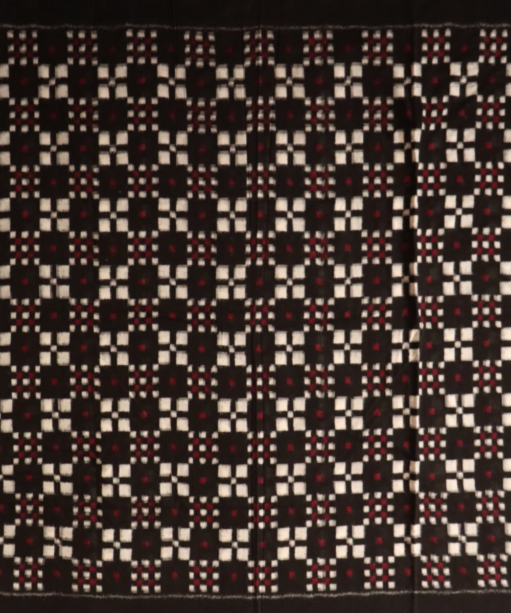 Black white magenta cotton handloom sambalpuri fabric
