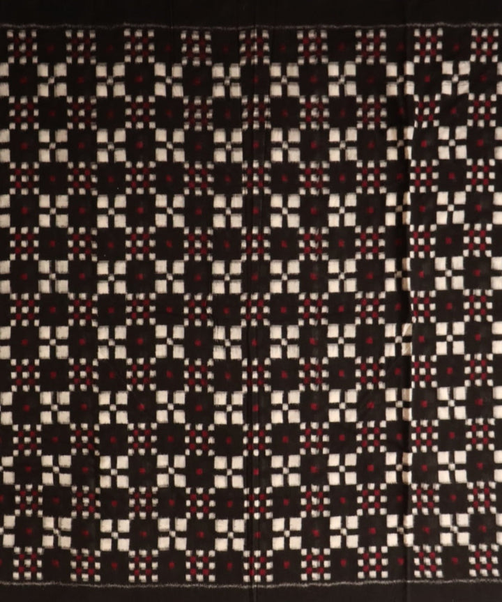 Black white magenta cotton handloom sambalpuri fabric