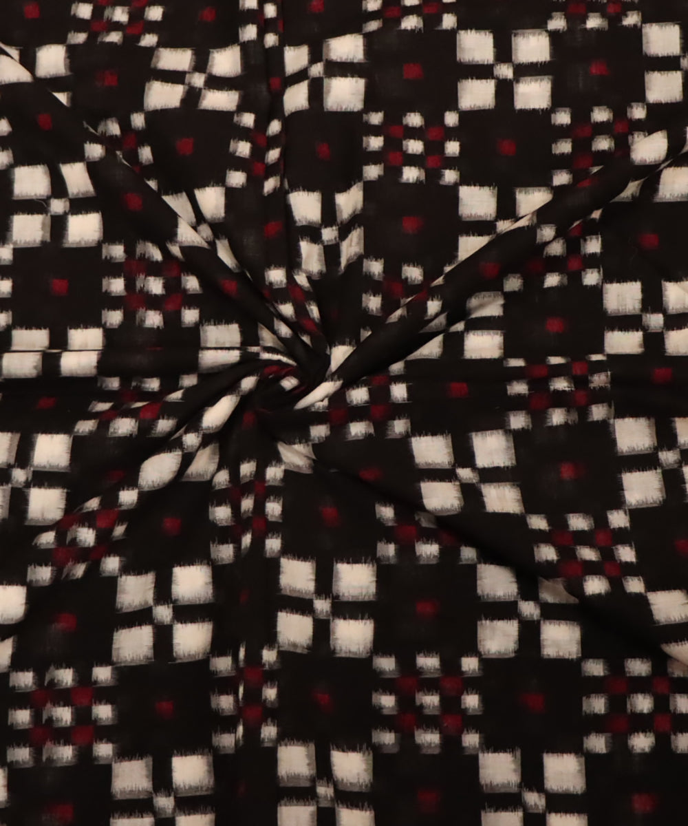Black white magenta cotton handloom sambalpuri fabric