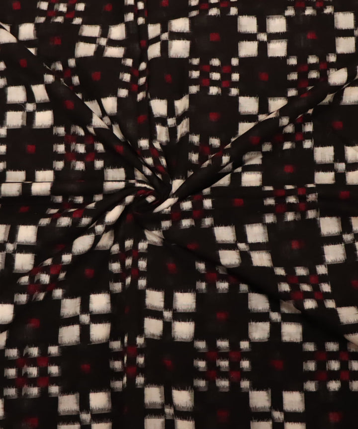 Black white magenta cotton handloom sambalpuri fabric
