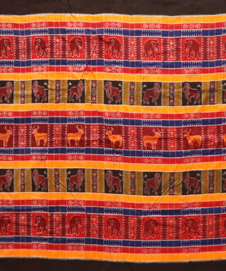 Multicolor black handloom cotton sambalpuri fabric