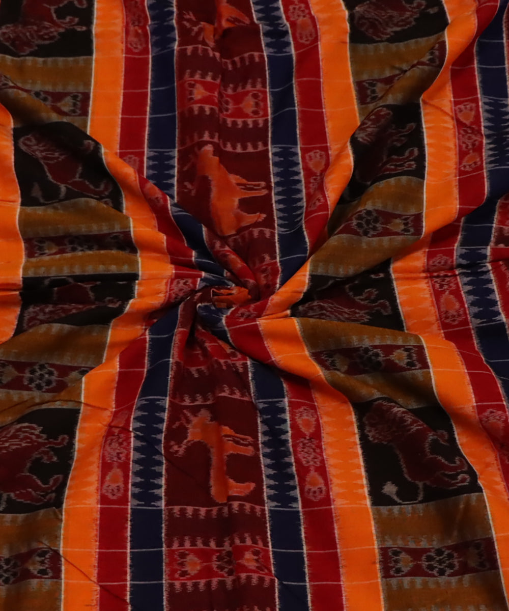 Multicolor black handloom cotton sambalpuri fabric
