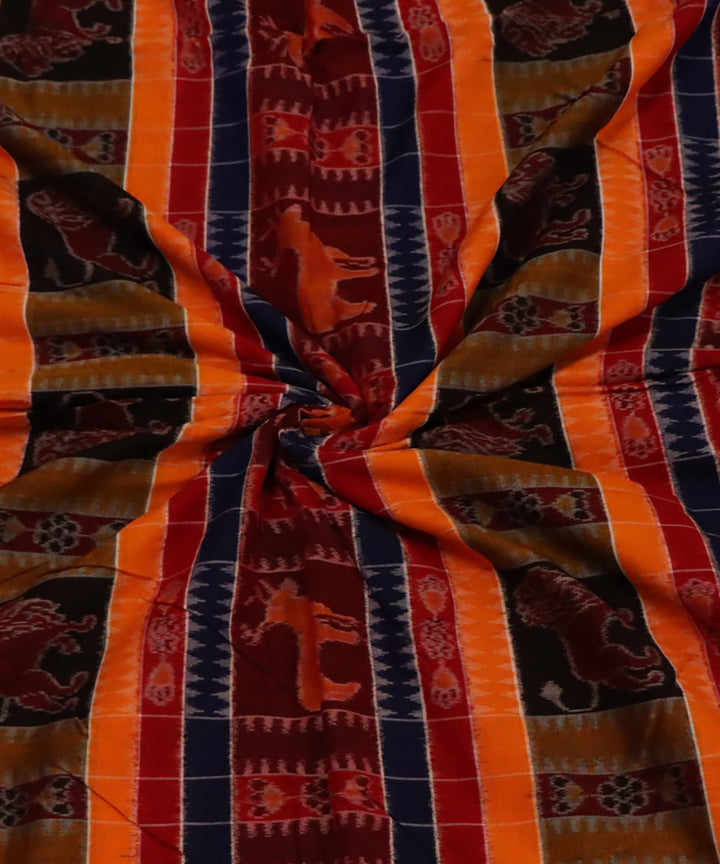 Multicolor black handloom cotton sambalpuri fabric