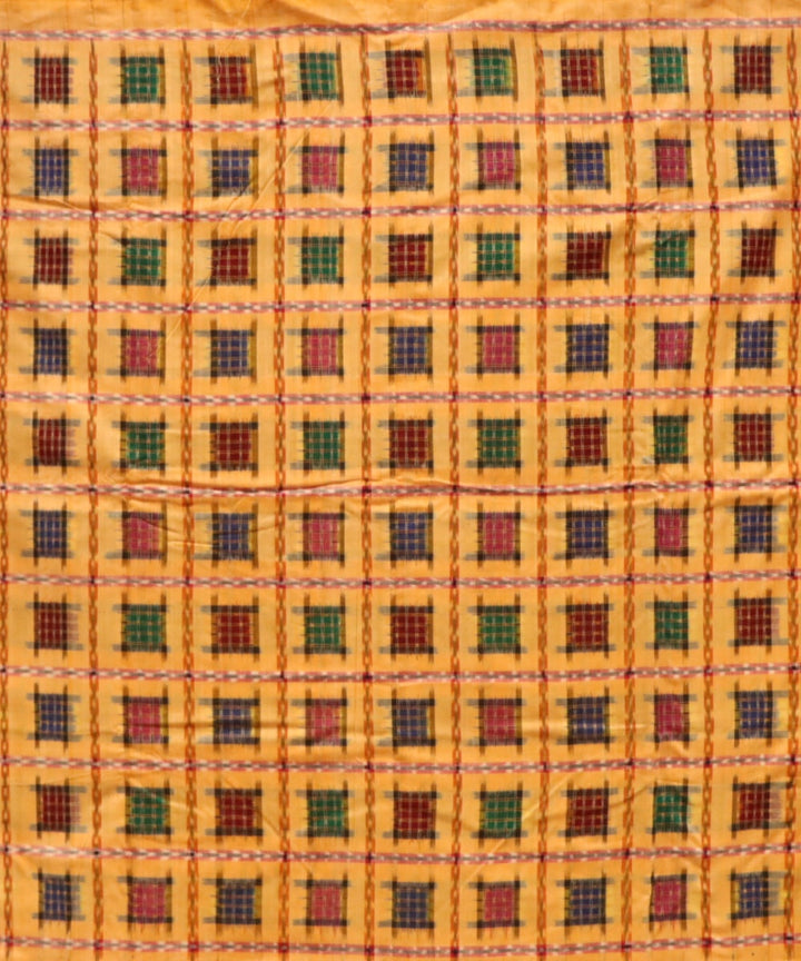 Yellow multicolour handloom cotton sambalpuri fabric