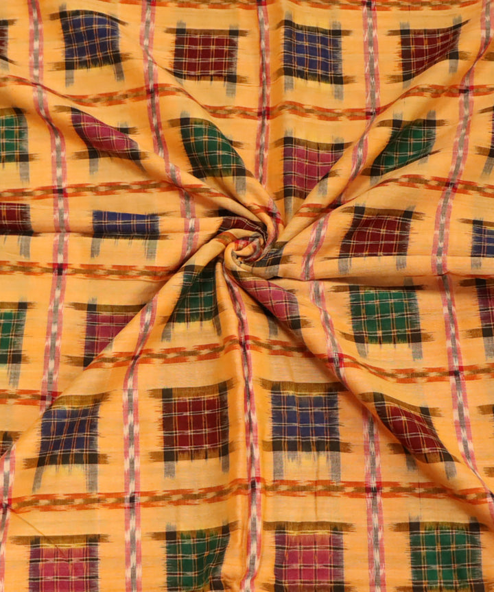 Yellow multicolour handloom cotton sambalpuri fabric