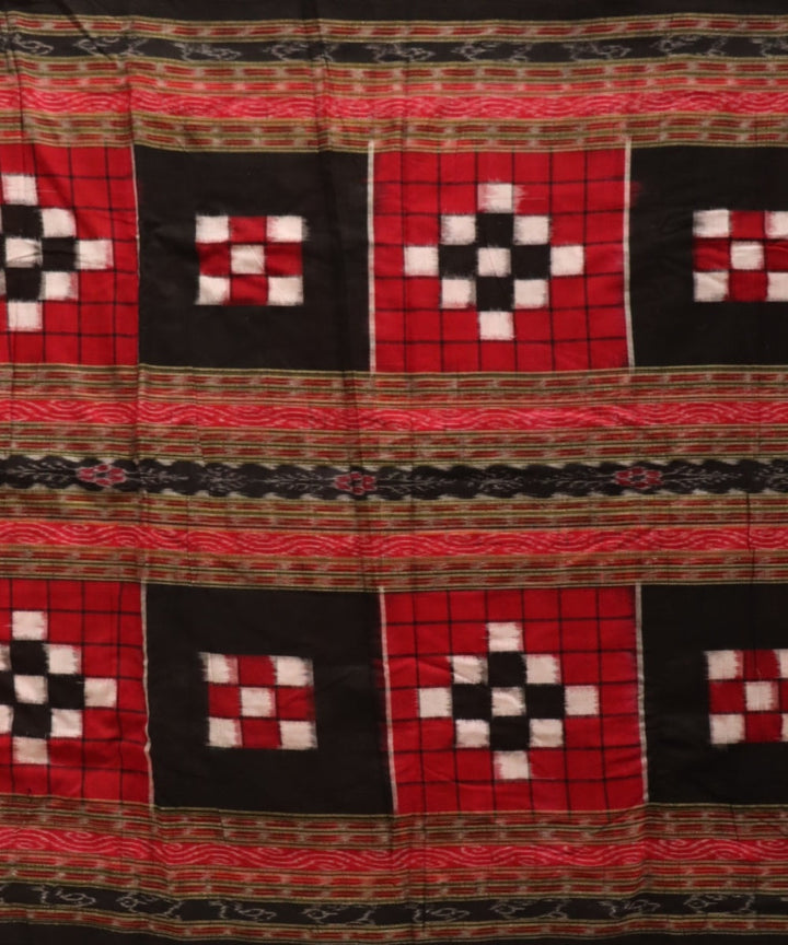 Red black cotton sambalpuri handloom fabric