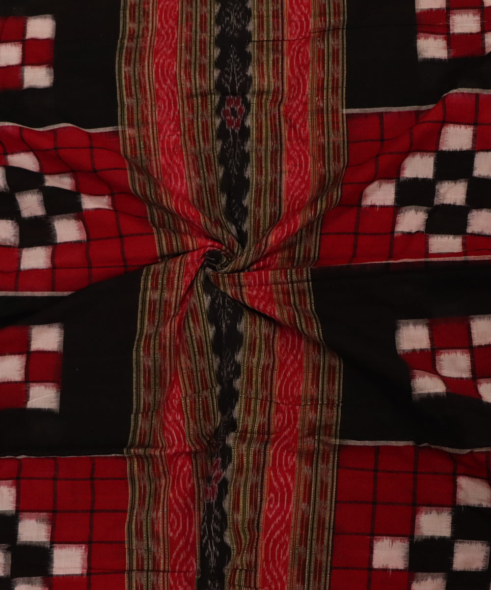 Red black cotton sambalpuri handloom fabric
