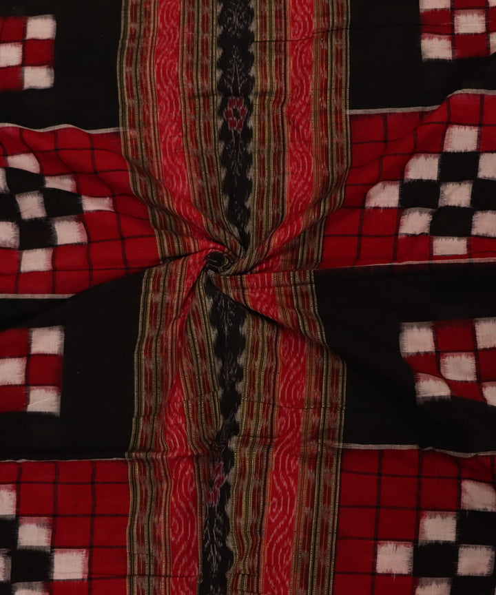 Red black cotton sambalpuri handloom fabric