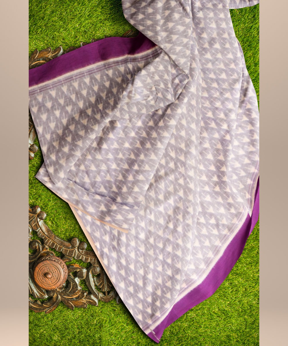 Grey purple cotton handloom sambalpuri fabric