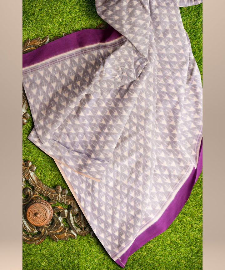 Grey purple cotton handloom sambalpuri fabric