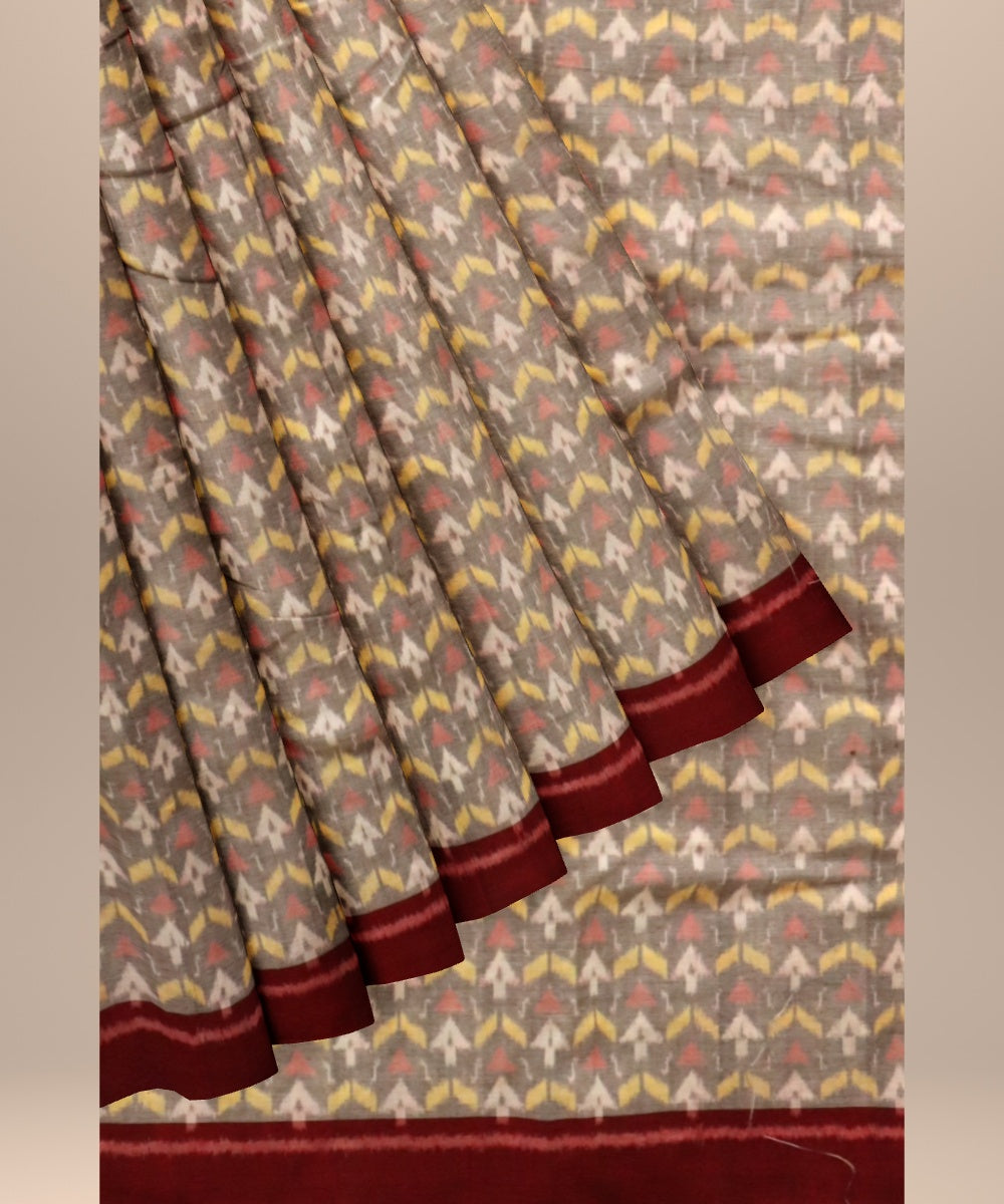 Grey maroon cotton handloom sambalpuri fabric