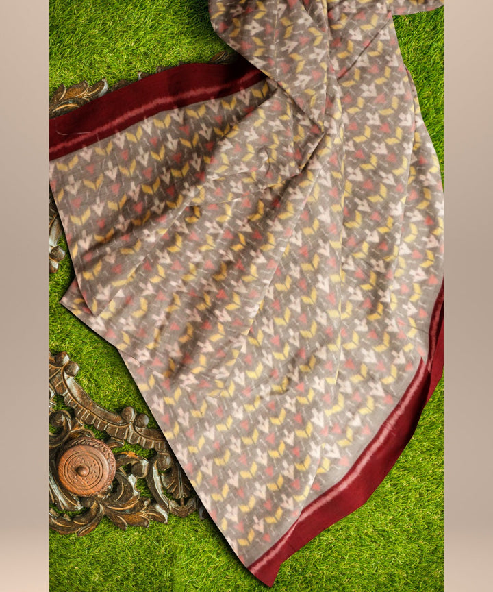 Grey maroon cotton handloom sambalpuri fabric