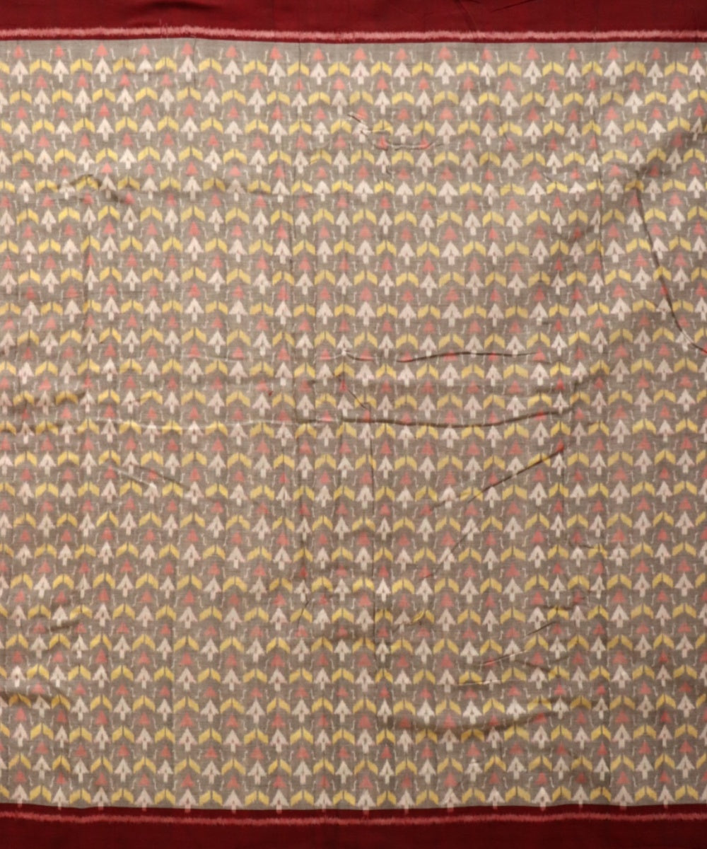 Grey maroon cotton handloom sambalpuri fabric