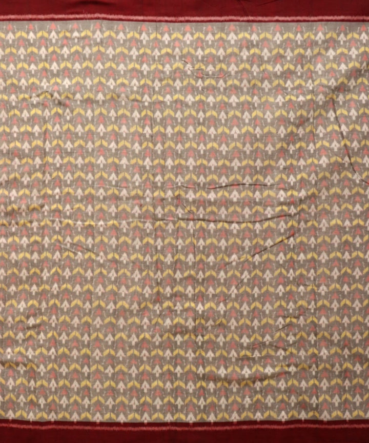 Grey maroon cotton handloom sambalpuri fabric