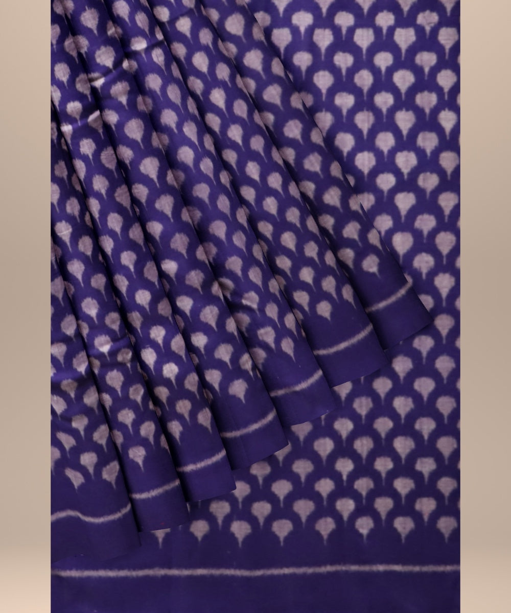 Navy blue gray cotton handloom sambalpuri fabric
