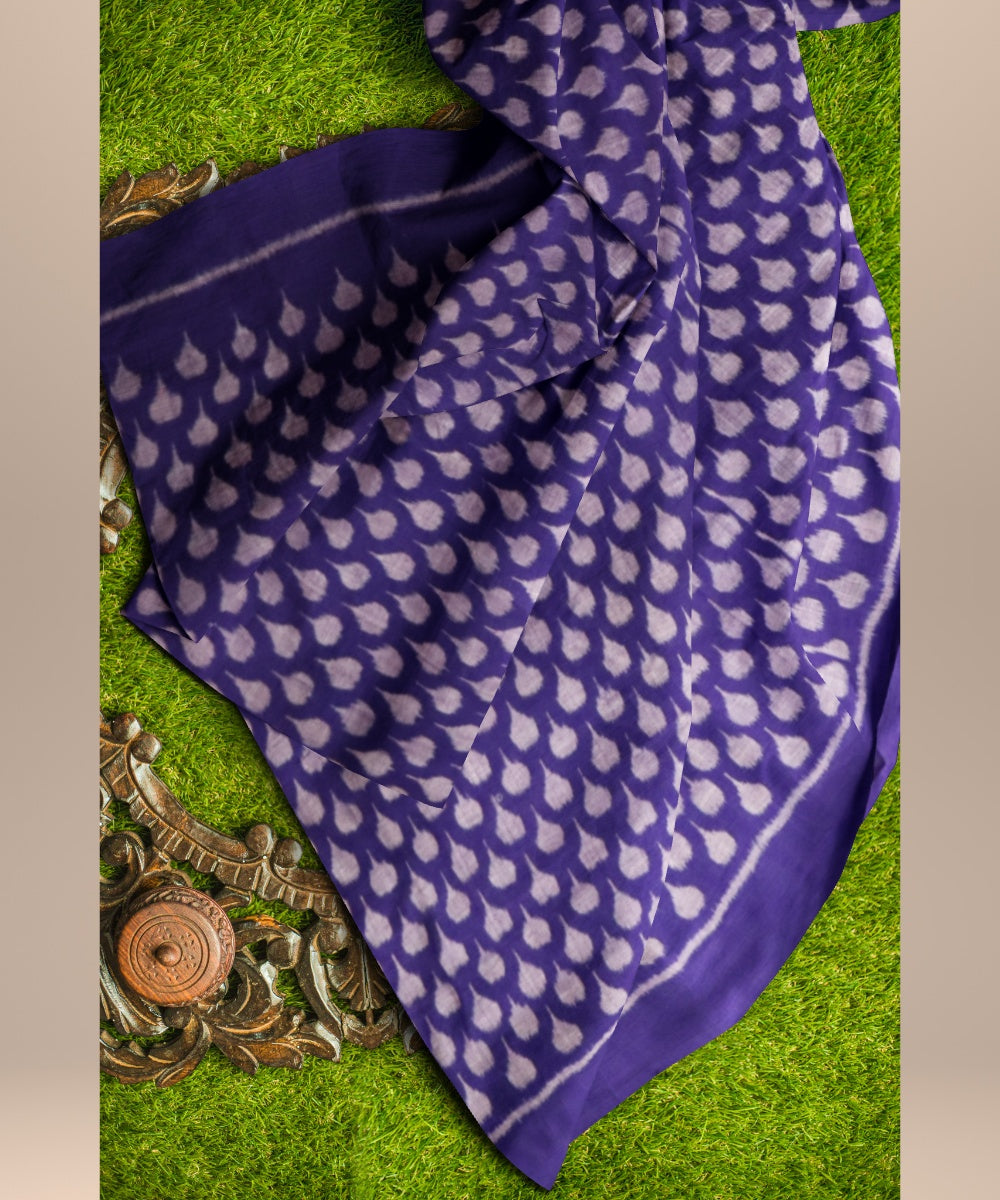 Navy blue gray cotton handloom sambalpuri fabric