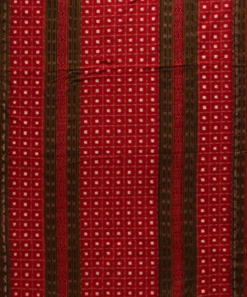 Red black cotton handloom sambalpuri fabric