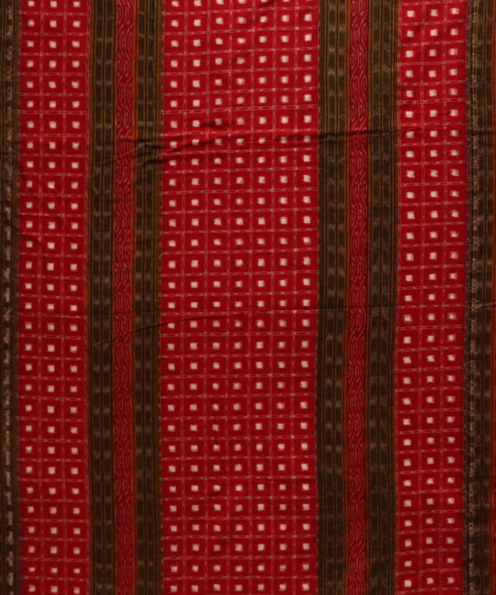 Red black cotton handloom sambalpuri fabric