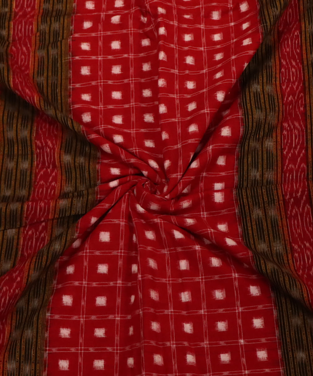 Red black cotton handloom sambalpuri fabric