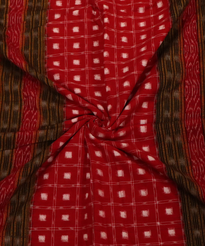 Red black cotton handloom sambalpuri fabric