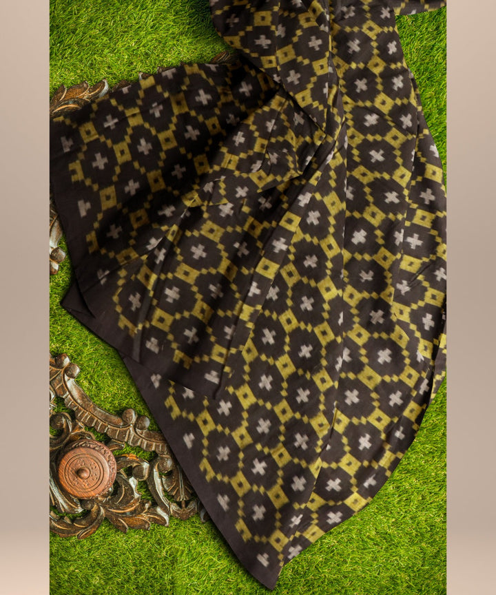 Black yellow &amp; gray cotton handloom sambalpuri fabric