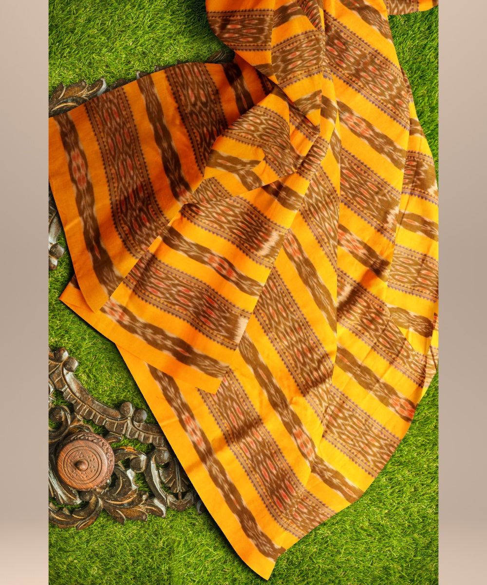 Yellow multicolour cotton handloom sambalpuri fabric
