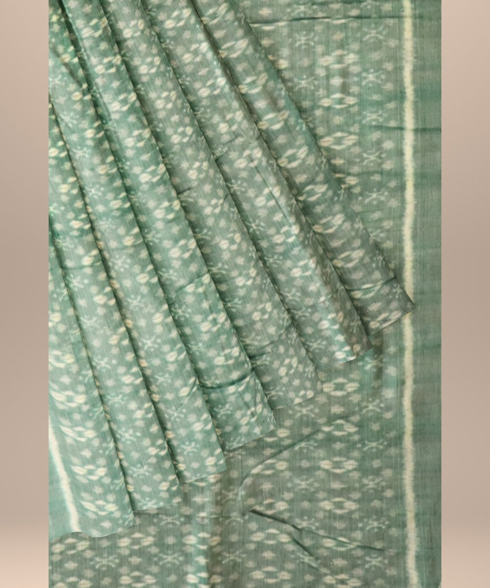 Light green white cotton handloom sambalpuri fabric