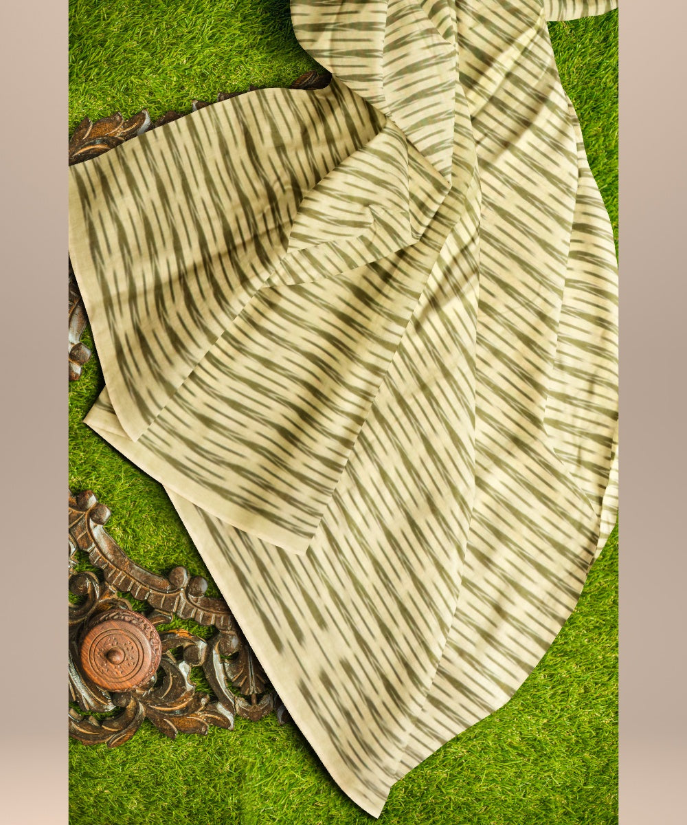 Lime green green cotton handloom sambalpuri fabric